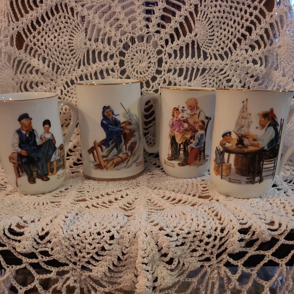 Norman Rockwell 4 hot mugs. 1982-1985